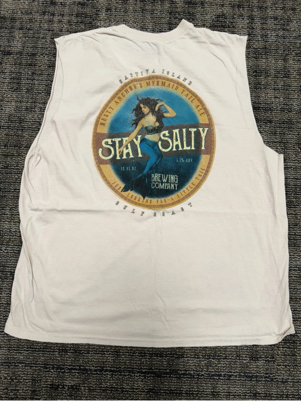 Blue 84 Stay Salty Captiva Island Mermaid Graphic Crew Neck Sleeveless Shirt XL